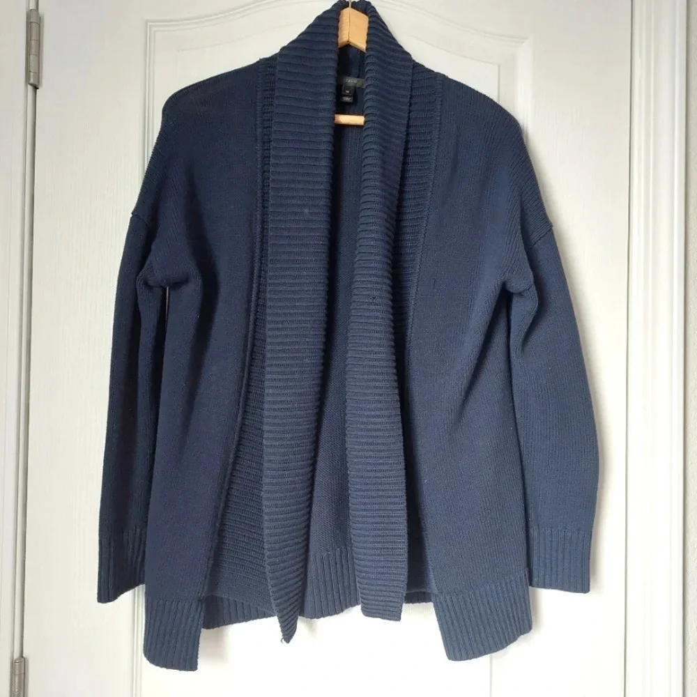 J.Crew 100% Cotton‎ Knit Cardigan Sweater Navy Blue Size XS